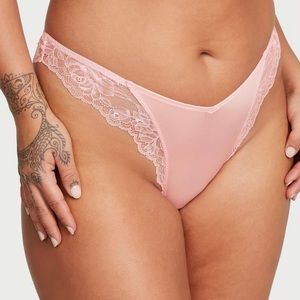 NWT Victoria’s Secret VERY SEXY Rose Lace-Trim High-Leg Thong Panty Small